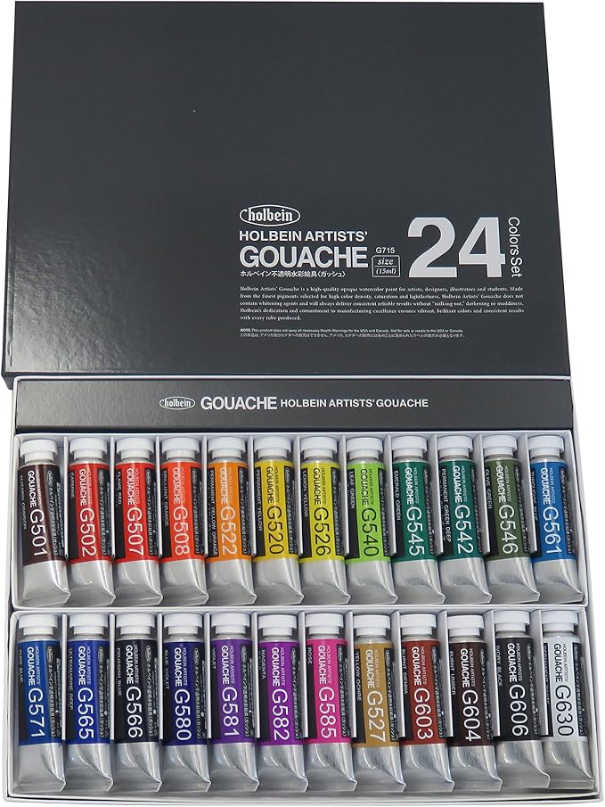 holbein 荷尔拜因 不透明水彩颜料 goush 24色套装 g715 15毫升(5号)